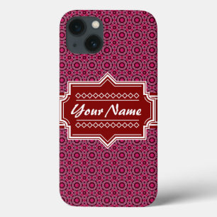 Red Abstract Geometric Pattern Personalised iPhone 13 Case
