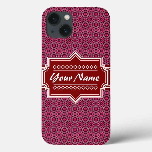 Red Abstract Geometric Pattern Personalised Case-Mate iPhone Case (Back)