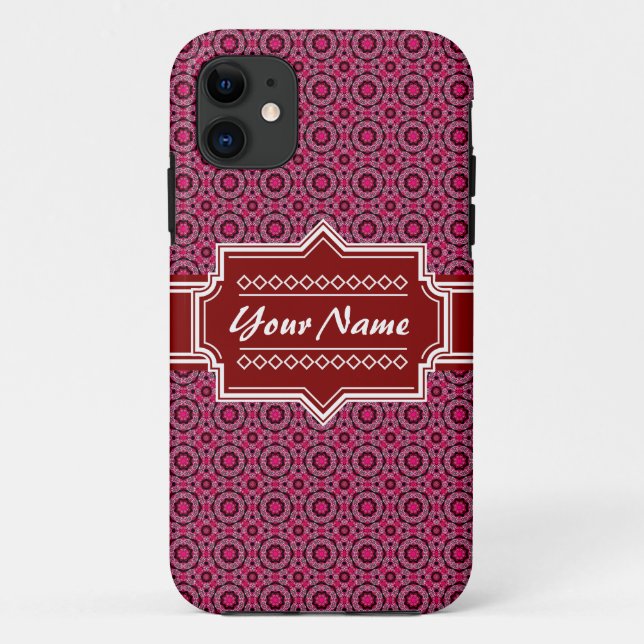 Red Abstract Geometric Pattern Personalised Case-Mate iPhone Case (Back)