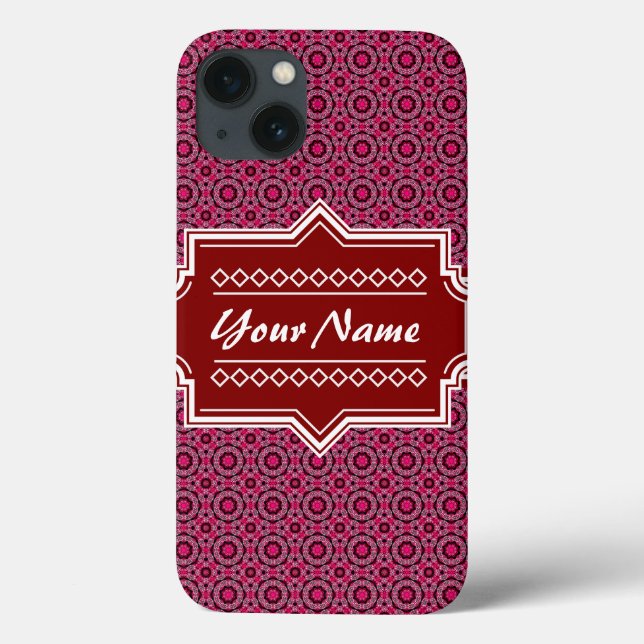 Red Abstract Geometric Pattern Personalised Case-Mate iPhone Case (Back)