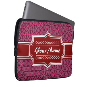 Red Abstract Geometric Pattern Personalised Laptop Sleeve