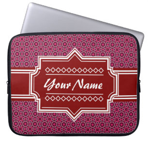 Red Abstract Geometric Pattern Personalized Laptop Sleeve