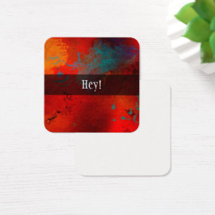 Red Abstract "Hey" Gift Favour Tag Enclosure