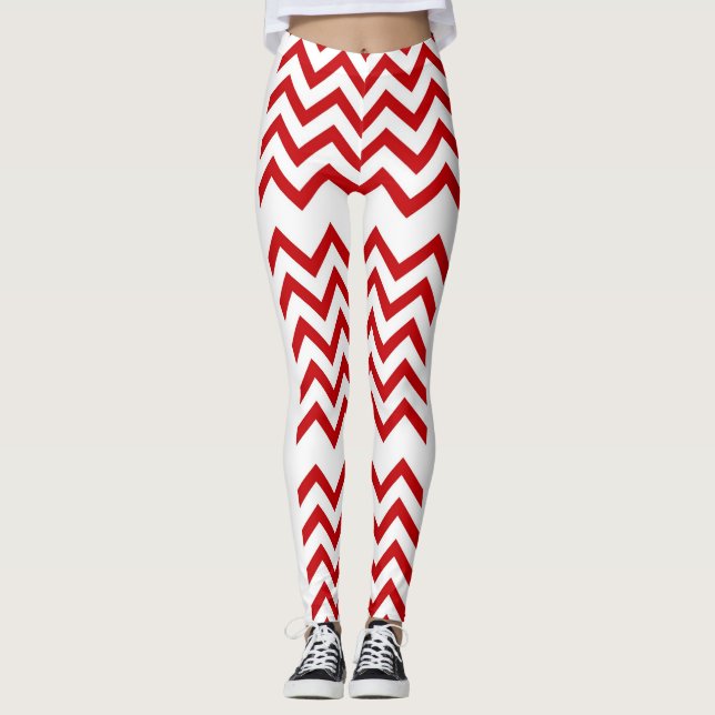Red abstract jingle bells leggings (Front)