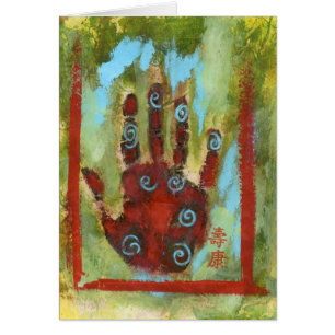 Red Abstract Meridian Hand