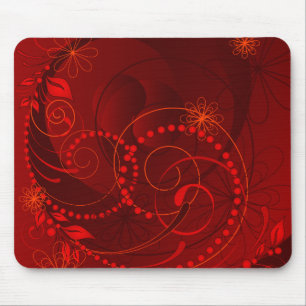 red abstract mouse mat