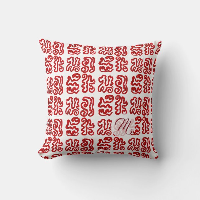 Red Abstract Pattern Tropical Decoration Cushion (Front)
