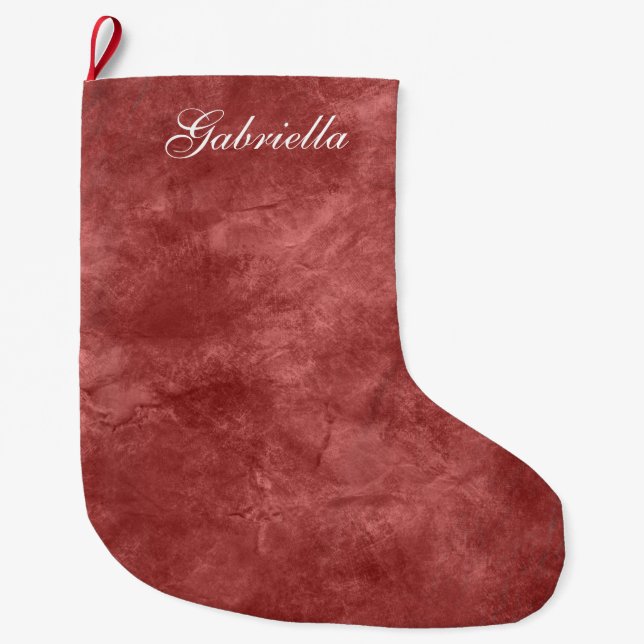 Red Abstract Personalised Large Christmas Stocking (Front)