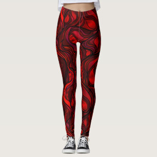 Red Abstract Rainbow Design Leggings