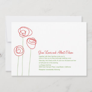 Red Abstract Roses Wedding Invitation