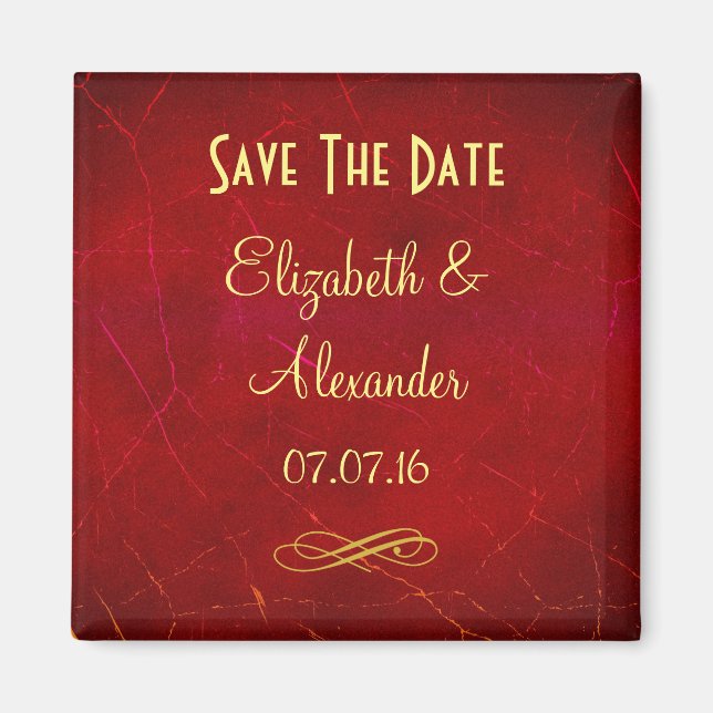 Red Abstract Save the date reminder Magnet (Front)