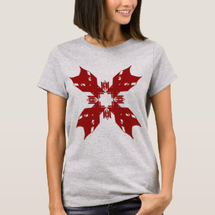 Red Abstract Snowflake Floral Contemporary Pop Art T-Shirt
