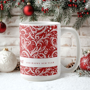 Red Abstract Snowflake Pattern#10 ID1009 Coffee Mug