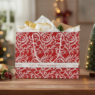 Red Abstract Snowflake Pattern#10 ID1009 Large Gift Bag