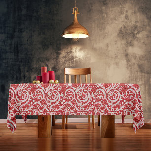Red Abstract Snowflake Pattern#10 ID1009 Tablecloth