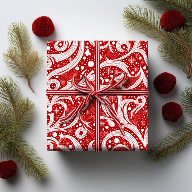 Red Abstract Snowflake Pattern#10 ID1009 Wrapping Paper (Creator Uploaded)