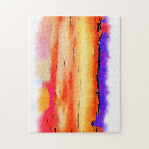Red Abstract Sunset Jigsaw Puzzle