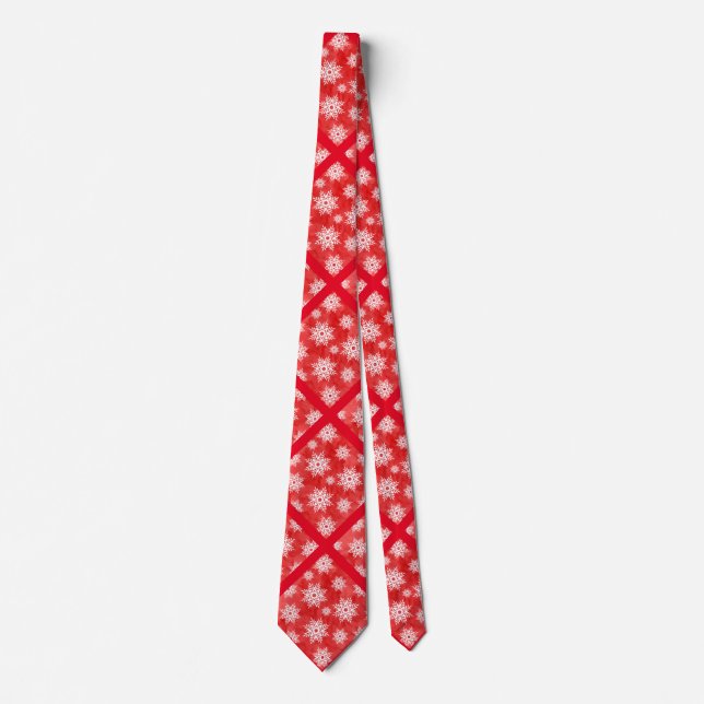 Red Abstract Watercolor Snowflakes  Tie (Front)