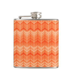 Red abstract zigzag textile pattern hip flask