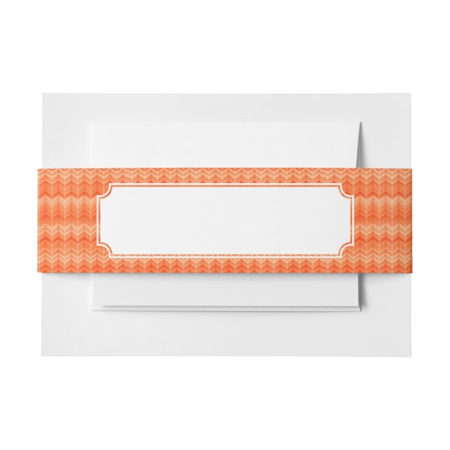 Red abstract zigzag textile pattern invitation belly band (Front Example)