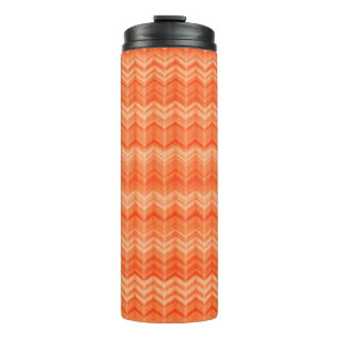 Red abstract zigzag textile pattern thermal tumbler