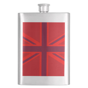 Red Accent Union Jack Design Hip Flask