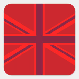 Red Accent Union Jack Design Square Sticker
