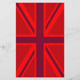 Red Accent Union Jack Design Stationery
