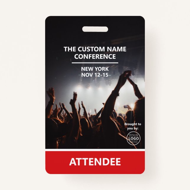 Red Access Pass Logo QR Code Attendee Conference ID Badge (Front)