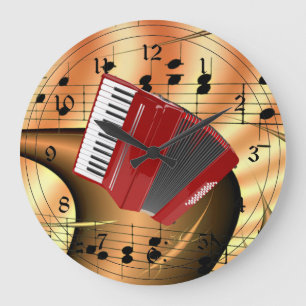 Red Accordion Abstract Design Large Clock