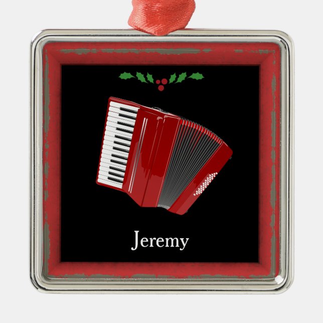 Red Accordion Christmas Template Metal Tree Decoration (Front)