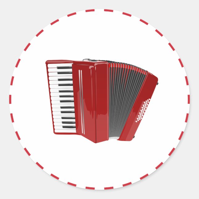 Red Accordion Classic Round Sticker (Front)