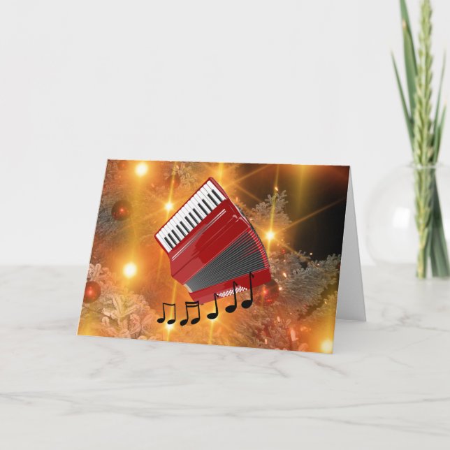 Red Accordion Holiday Design Card (Front)