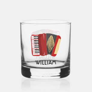 Red Accordion Illustration Personalized Whiskey Glass