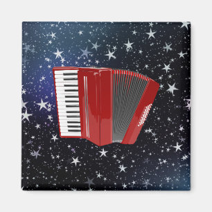 Red Accordion on Night Sky Magnet