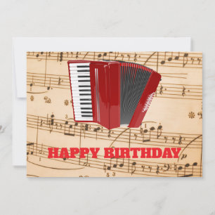 Red Accordion, popular design, birthday card