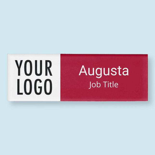 Red Acrylic Name Tag Logo Magnetic Professional (MISOOK Red Name Tag with Logo)