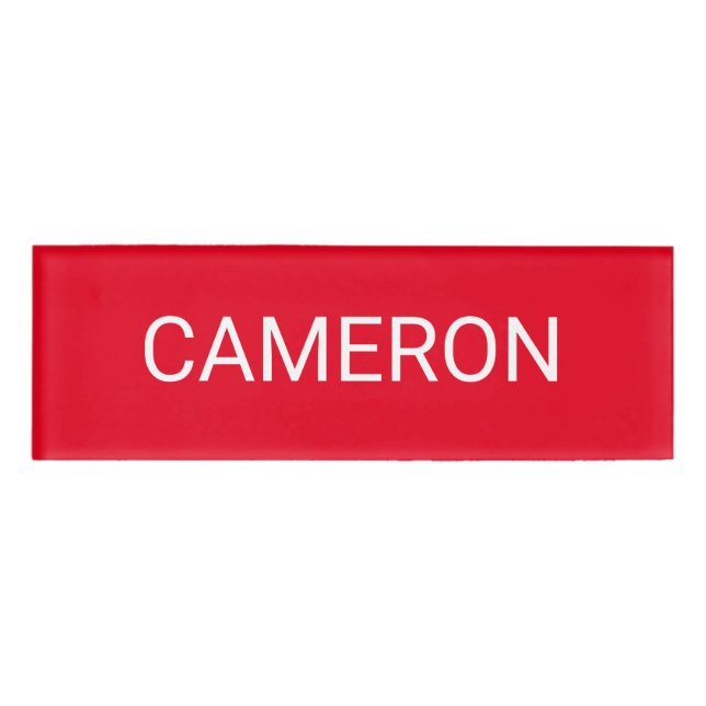 Red Acrylic Name Tag Professional Badge Magnetic (Front)