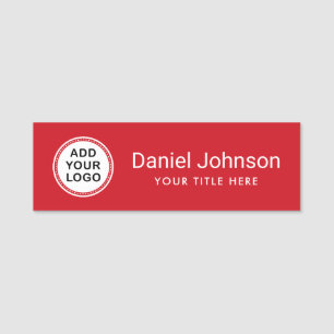 Red add your custom logo business staff employee name tag