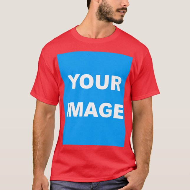 Red Add Your Image Photo Picture Logo T-Shirt (Front)