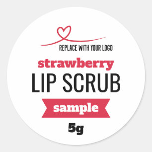 Red Add Your Logo Lip Scrub Sample Product  Classic Round Sticker