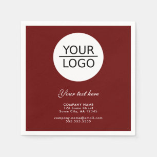 Red Add your Logo with Custom Text Promotional  Napkin