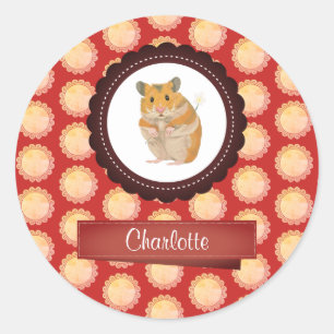 Red Add Your Name Hamster Classic Round Sticker