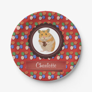 Red Add Your Name Hamster Easter Paper Plate