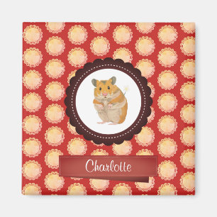 Red Add Your Name Hamster Magnet