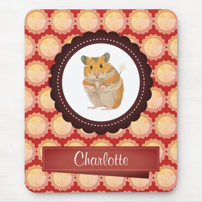 Red Add Your Name Hamster Mouse Mat (Front)
