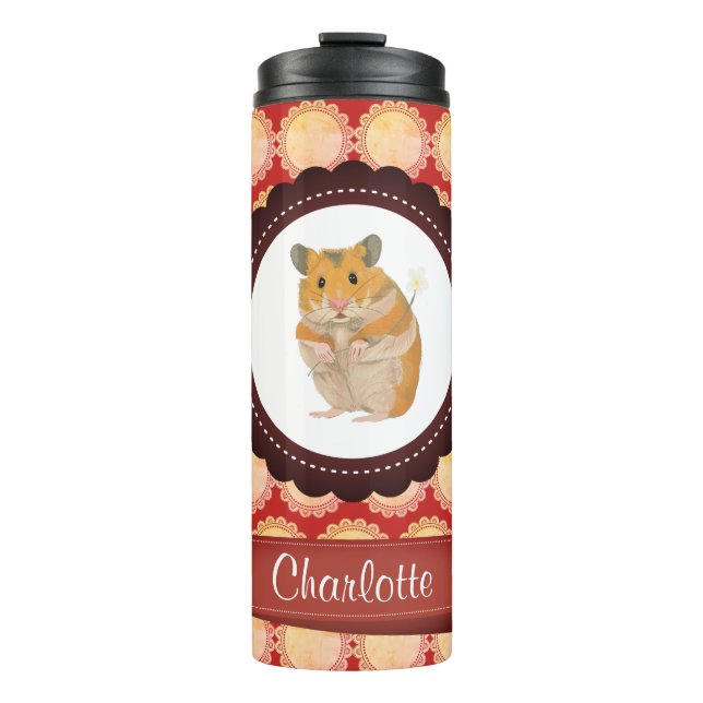 Red Add Your Name Hamster Thermal Tumbler (Front)