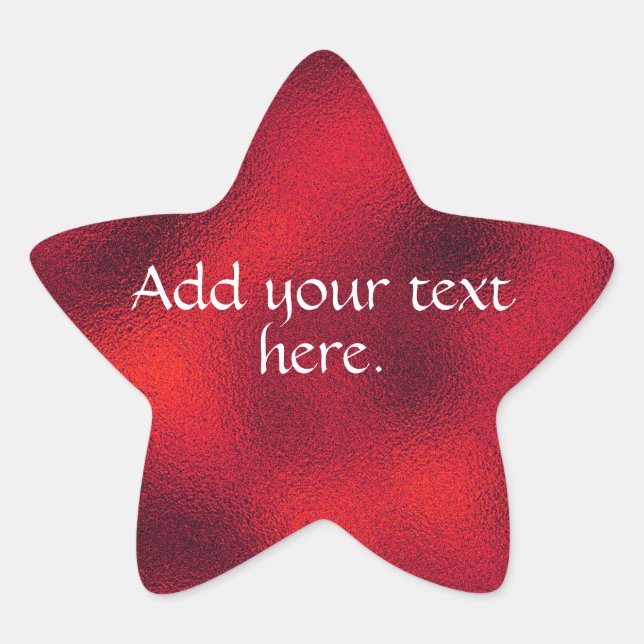 Red Add Your Own Text  Star Sticker (Front)