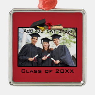 Red Add your Photo / Year Graduation Metal Tree Decoration