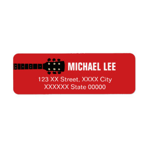 Red Address Label for Guitar player or Music store